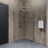 Душевая ширма Грета Triton пятиугольная 100x100x190см цвет профиля хром распашная стекло 6мм прозрачное