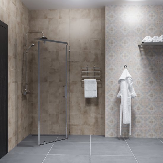 Душевая ширма Грета Triton пятиугольная 100x100x190см цвет профиля хром распашная стекло 6мм прозрачное