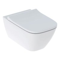 Унитаз подвесной Geberit Smyle Square Rimfree безободковый белый глянцевый с сиденьем дюропласт микролифт (500.683.01.2)
