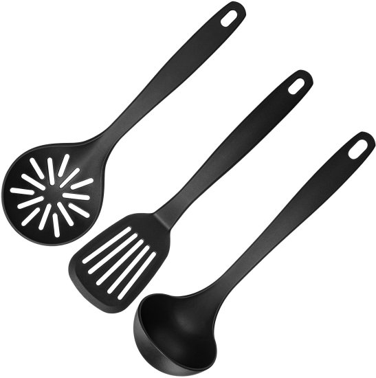Лопатка кухонная KONSENSA пластик цвет черный 3 шт.