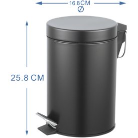 Контейнер для мусора для ванной KONSENSA Терни 3 л сталь цвет черный