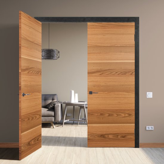 Дверь межкомнатная глухая Loft 90x200 см шпон цвет дуб рустик с замком и петлями