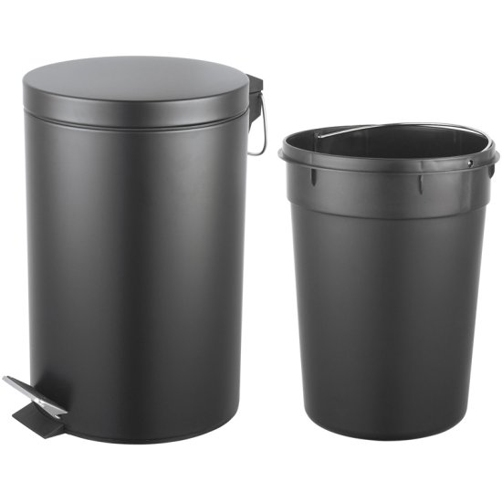 Бак для мусора в ванную комнату KONSENSA Терни 12 л сталь цвет черный