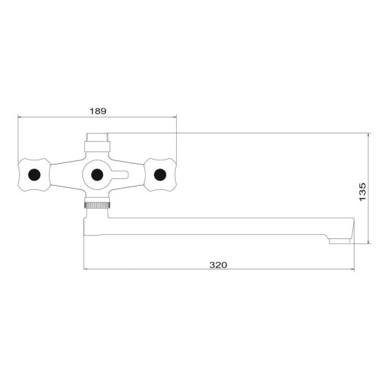 Смеситель для ванны РМС PL белый двухвентильный с длинным изливом без лейки (PL4-140P)