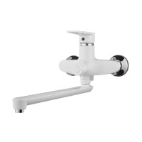 Смеситель для ванны РМС PL белый однорычажный с длинным изливом без лейки (PL6-006E)