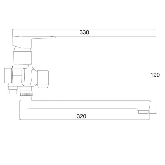 Смеситель для ванны РМС PL белый однорычажный с длинным изливом без лейки (PL6-006E)