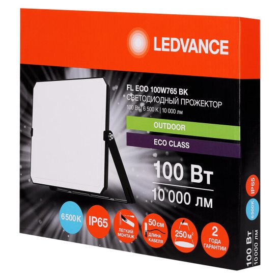 Прожектор cветодиодный Ledvance FL ECO 100W765 BK 6500K 100 Вт IP65 черный
