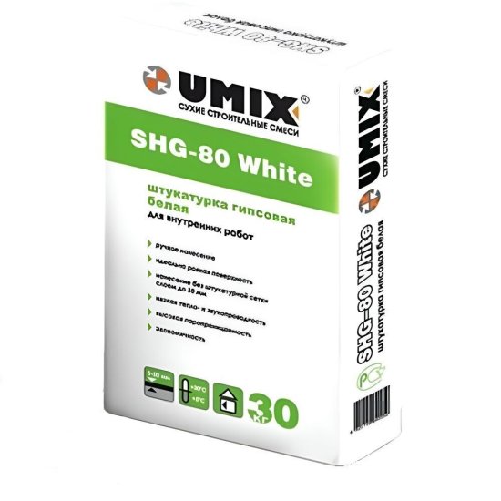 Штукатурка гипсовая Umix SHG-80 White белая 30 кг