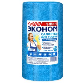 Салфетка микрофибра 28х28 см Эконом Smart в рулоне (35 шт.)