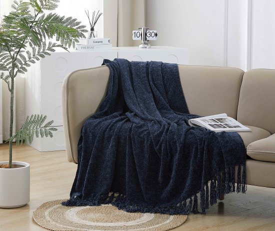 Плед Шенилл 150x200 см полиэстер цвет синий