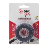 Изолента Эра Pro ПВХ черная 25 мм 3 м самослипающаяся