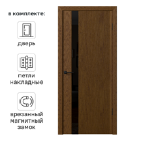 Дверь межкомнатная со стеклом Синди-5 90x200 см Шпон цвет орех с замком и петлями