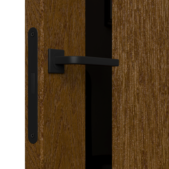 Дверь межкомнатная со стеклом Синди-5 90x200 см Шпон цвет орех с замком и петлями