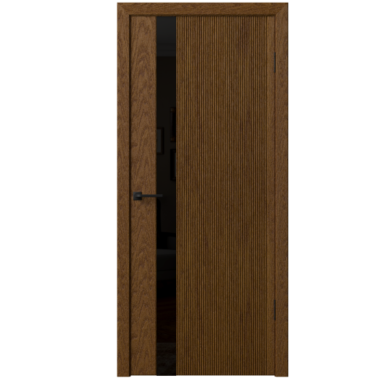 Дверь межкомнатная со стеклом Синди-5 70x200 см Шпон цвет орех с замком и петлями