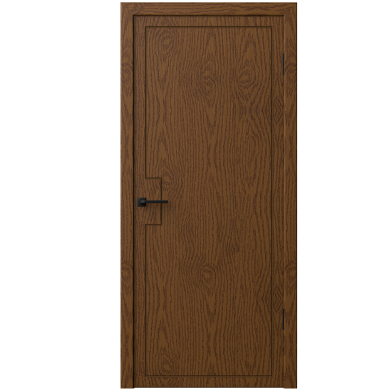 Дверь межкомнатная глухая Синди-3 80x200 см шпон цвет орех с замком и петлями