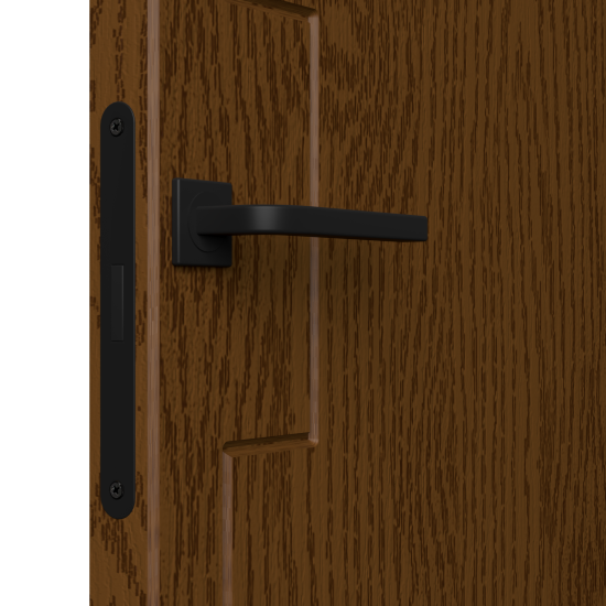 Дверь межкомнатная глухая Синди-3 80x200 см шпон цвет орех с замком и петлями