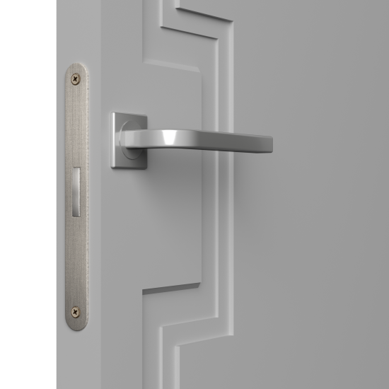 Дверь межкомнатная глухая Лео 80x200 см эмаль цвет гейнсборо с замком и петлями