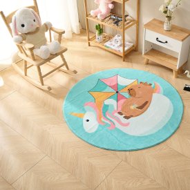 Ковер Kindora круг Ø100 см полиэстер VA-20 цвет бирюзовый