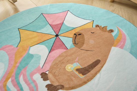 Ковер Kindora круг Ø100 см полиэстер VA-20 цвет бирюзовый