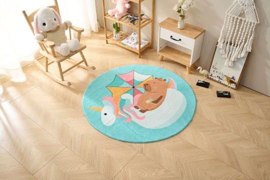 Ковер Kindora круг Ø100 см полиэстер VA-20 цвет бирюзовый