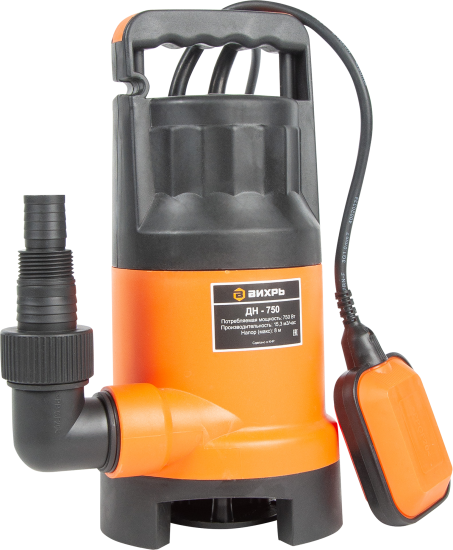 Насос погружной дренажный для грязной воды Вихрь ДН-750, 15300 л/час.