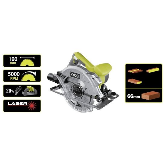 Пила дисковая электрическая Ryobi RCS1600-K 1600 Вт 190 мм (15606923)