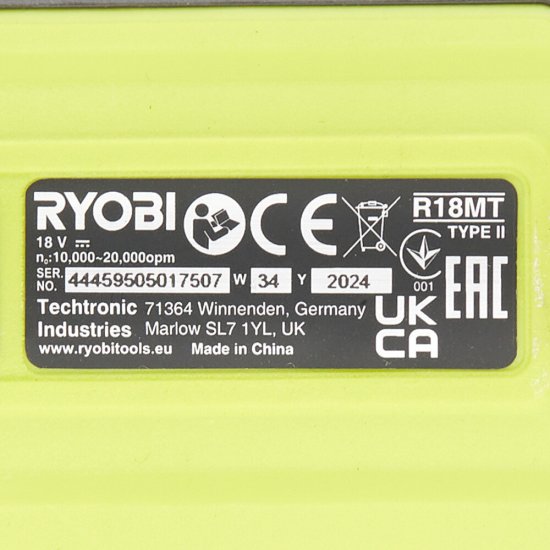 Реноватор аккумуляторный Ryobi One+ R18MT-0 18 В без АКБ и ЗУ (15706336)
