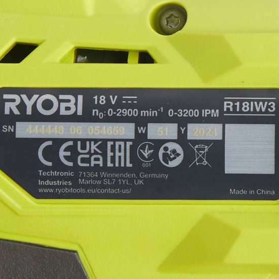 Гайковерт ударный аккумуляторный Ryobi One+ R18IW3-0 18 В без АКБ и ЗУ (15515600)