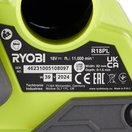 Рубанок аккумуляторный Ryobi One+ R18PL-0 82 мм без АКБ и ЗУ (15642368)