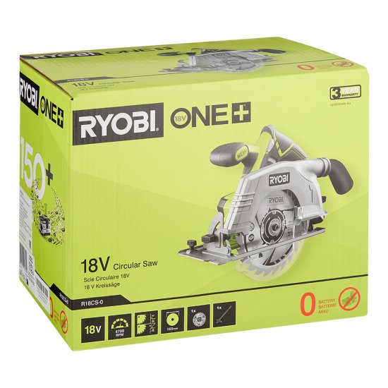 Пила дисковая аккумуляторная Ryobi One+ R18CS 18 В d165 мм без АКБ и ЗУ (15505193)