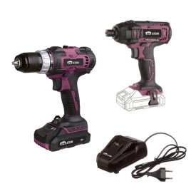 Набор электроинструмента аккумуляторный КМ АТОМ 18 В дрель-шуруповерт CD-181 и винтоверт СIV-182 2 Ач Li-lon с АКБ и ЗУ