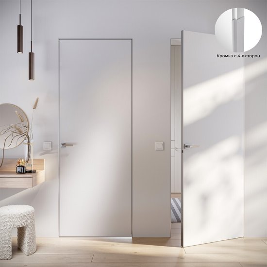 Дверь межкомнатная Lavelly Invisible 800х2000 мм с прямым открыванием кромка хром