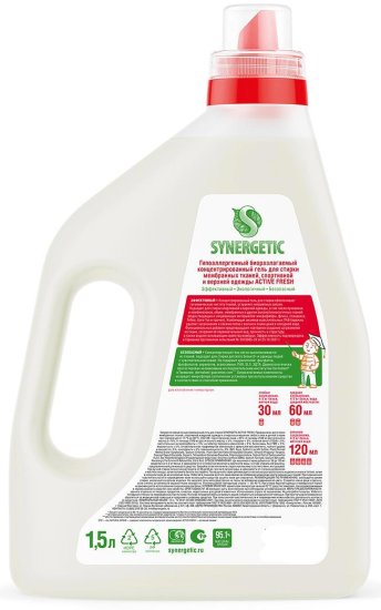 Гель для стирки цветного белья Synergetic для спортивной одежды 1.5 л