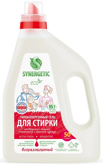 Гель для стирки цветного белья Synergetic для спортивной одежды 1.5 л