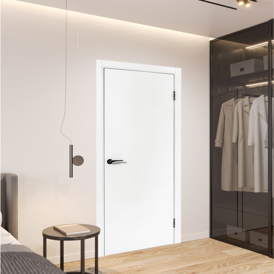 Дверь межкомнатная глухая ПТА 50В 60x200 см полипропилен цвет аляска с замком и петлями