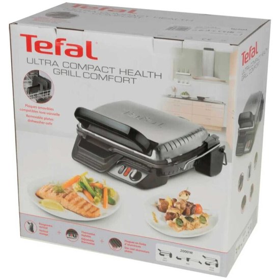 Электрогриль Tefal Health Grill Comfort GC306012 серебристый/черный