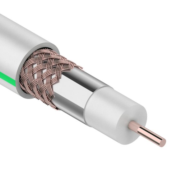 Кабель коаксиальный телевизионный SAT 703 1х6,8 мм экранированный CU PVC Proconnect белый
