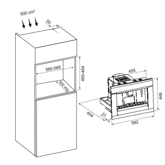 Кофемашина автоматическая встраиваемая Krona Onyx 45H coffee BL/BL черная