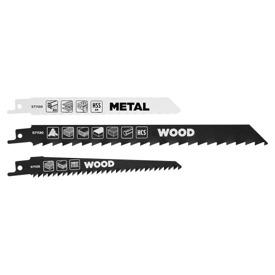 Набор полотен для сабельной пилы по дереву и металлу KWB 571070, 3 шт.