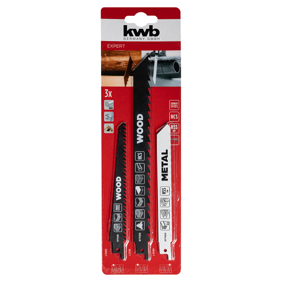 Набор полотен для сабельной пилы по дереву и металлу KWB 571070, 3 шт.