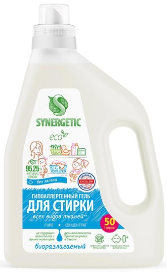 Гель для стирки цветного белья Synergetic для всех тканей 1.5 л