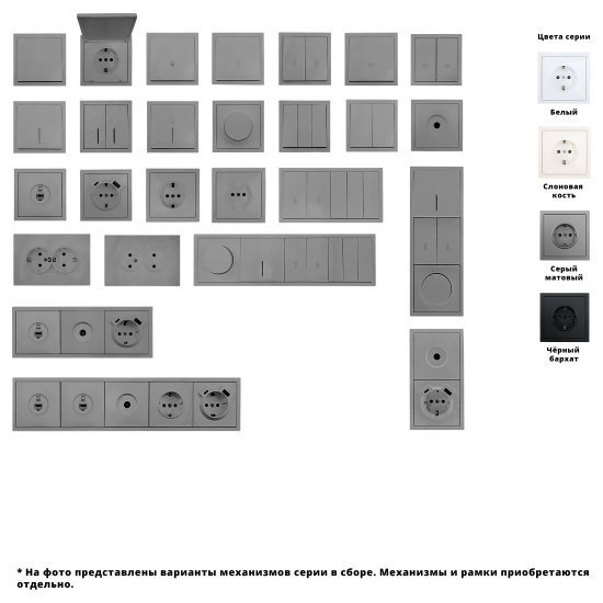 Выключатель встраиваемый Lezard Zima 2 клавиши цвет серый матовый