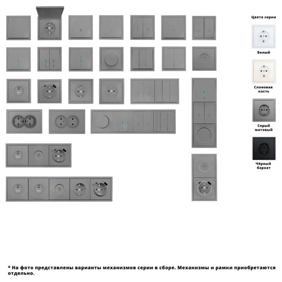 Выключатель встраиваемый Lezard Zima 2 клавиши цвет серый матовый