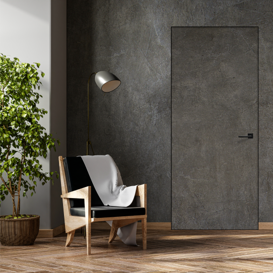 Дверь межкомнатная глухая обратного открывания с замком комплекте Invisible 80x230 см цвет белый