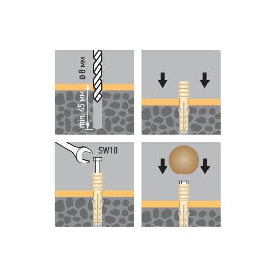 Упор дверной Hard-Fix с крепежом серый (50 шт.)