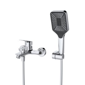 Смеситель для ванны BelBagno Due хром однорычажный с коротким изливом с лейкой (DUE-VASM-CRM)