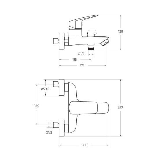 Смеситель для ванны BelBagno Due хром однорычажный с коротким изливом с лейкой (DUE-VASM-CRM)