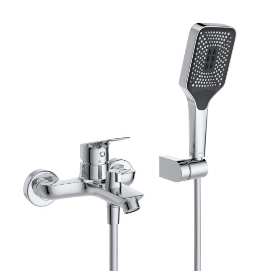 Смеситель для ванны BelBagno Due хром однорычажный с коротким изливом с лейкой (DUE-VASM-CRM)