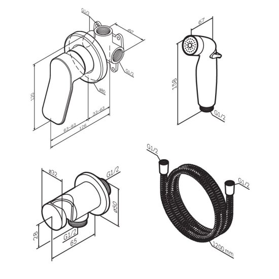 Смеситель с гигиеническим душем встраиваемый AM.PM X-Joy со скрытой частью в комплекте черный (F40H85A22)