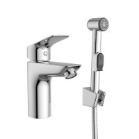 Смеситель для раковины с гигиеническим душем BelBagno хром однорычажный с держателем (DUE-LVM/HGN-CRM-W0)
